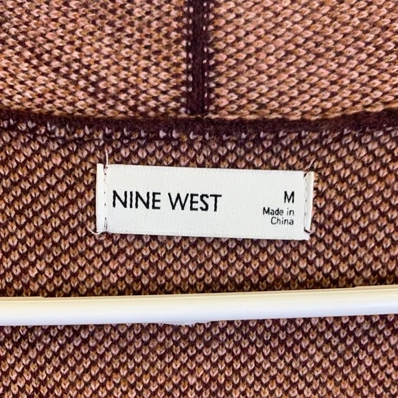 Nine West Swirl Pattern Cardigan in Brown and Pink Medium - Picture 2 of 4